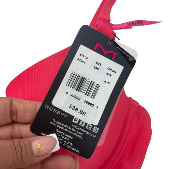 Maidenform Womens One Fab Fit T-Shirt Bra 36B Hot Pink Underwire Lightly Lined - Picture 3 of 10